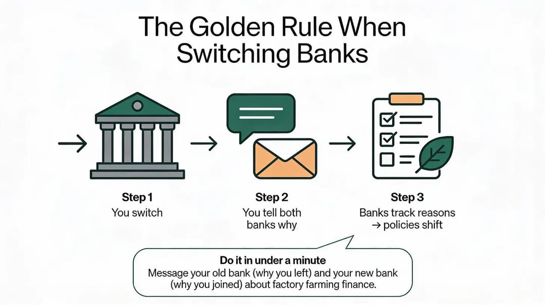 Diagram graphic demonstrating the steps to switch banks